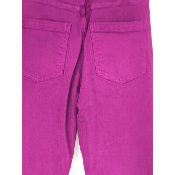 ZARA Women's Purple High Waisted Flare Jeans Sz 4 | Wide Leg Raw Split Hem - Picture 8 of 11